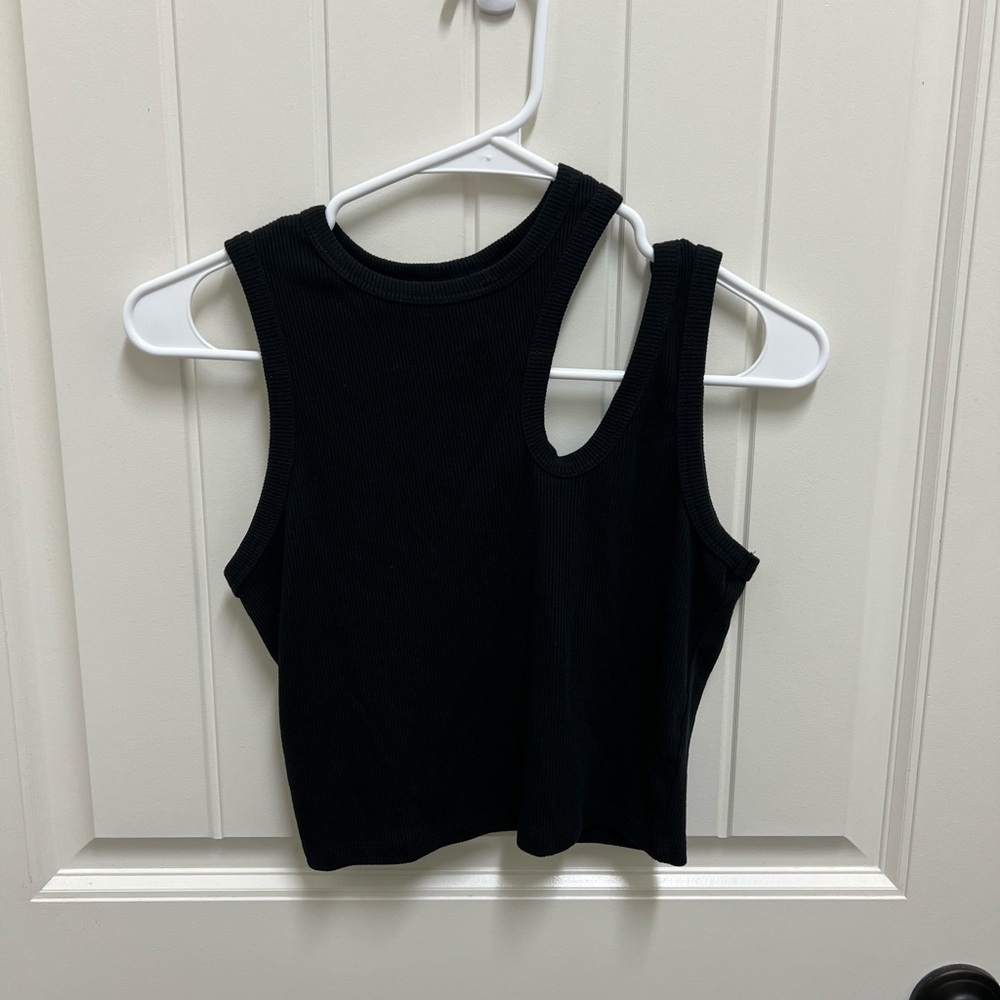 Black Asymmetrical Crop Tank